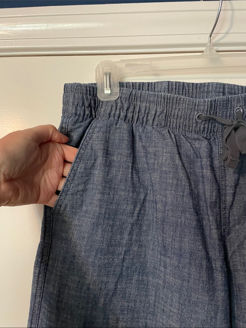 Women’s Casual Drawstring Cotton-Blend Pants - Blue - Picture 4 of 6